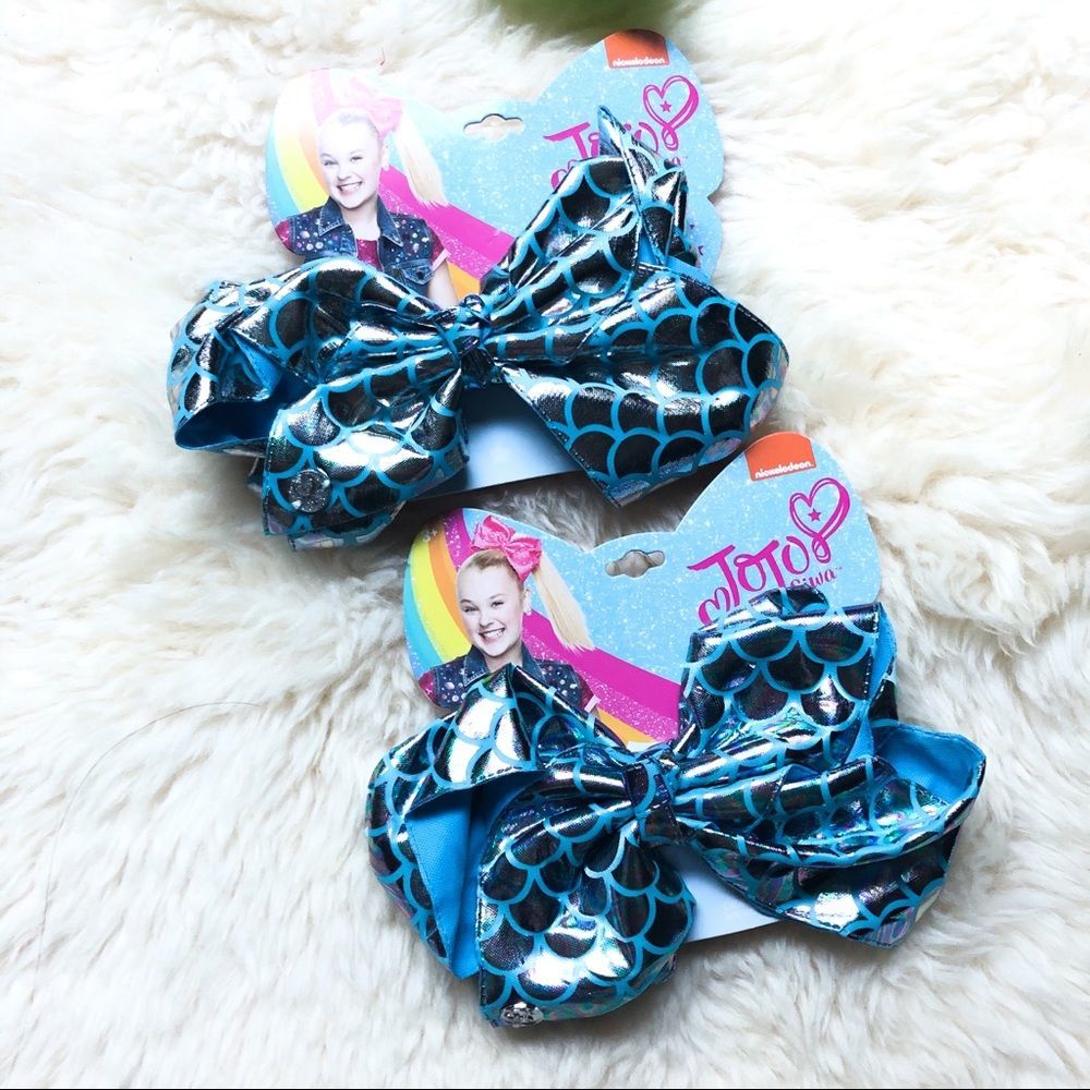 JoJo Siwa Big Large Bow Clips - Mermaid